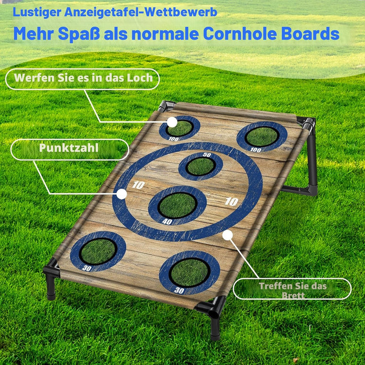 NZQXJXZ Cornhole Spiel Outdoor, Tragbar Cornhole Toss Set mit 8 Cornhole Säckchen und Tragetasche, I