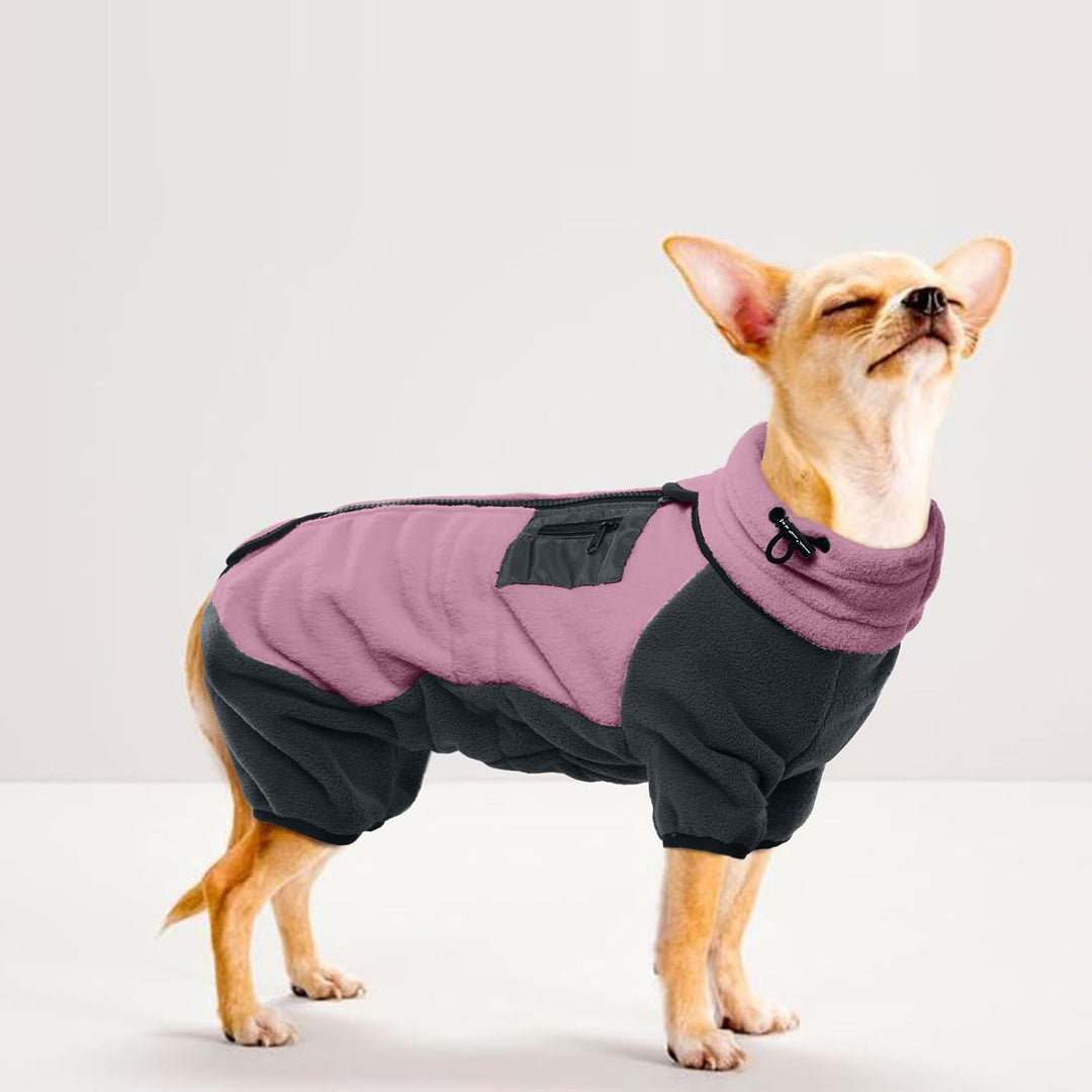 Hundepullover Fleece, Winterkleidung für Kleine Hund Hunde-Einteiler Sweatshirt Warm Abnehmbar Hals
