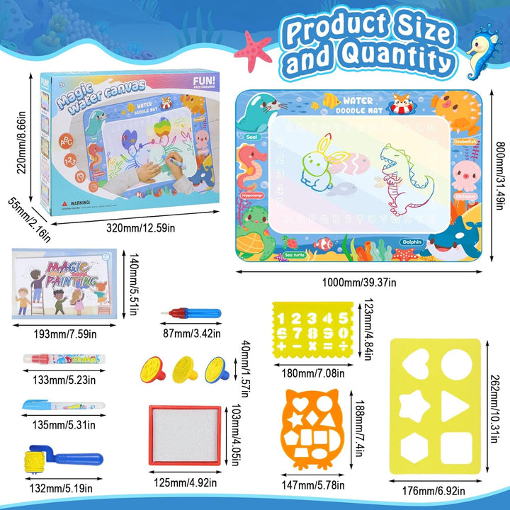 Wasser Doodle Matte,80 x 100 CM Magic Doodle Matte, Aqua Magic Doodle Malmatte,Wiederverwendbare Dra