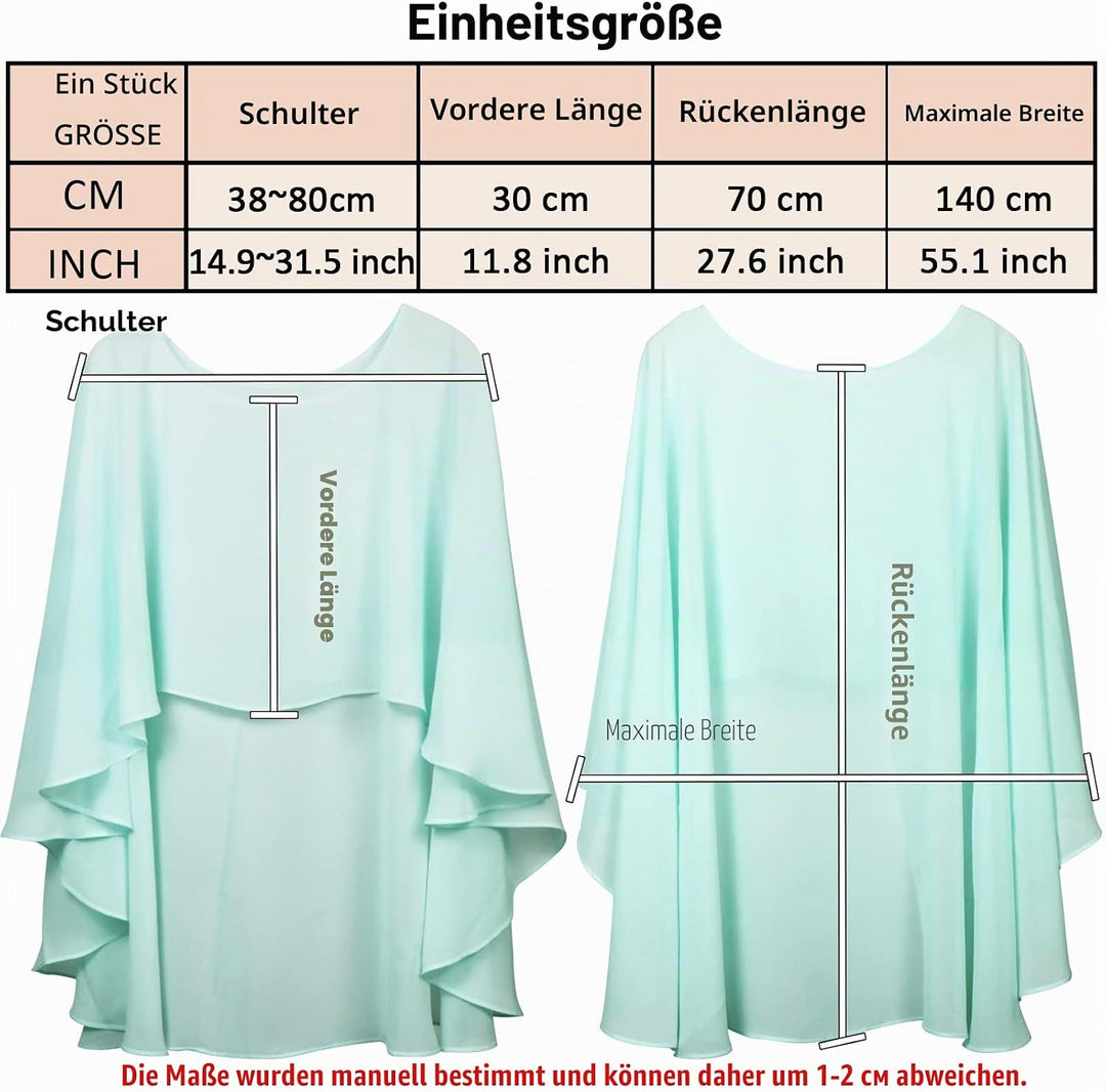 Ladiery Sheer Chiffon Capes Weiche Capelets für Frauen, leichte Tücher und Wraps für Abendpartykleid