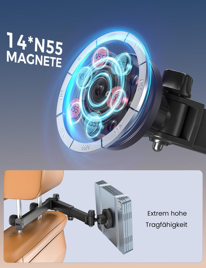 OHLPRO Tablet Halterung Auto Magnetische [48CM Ausziehbare Langarm] Tablethalterungen iPad Halterung