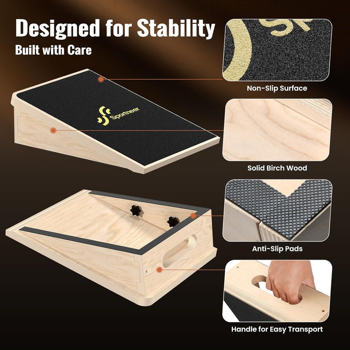 Sportneer Wadendehner Schrägbrett 540 KG – 15° / 20° Slant Board für Knieretter, Squat Wedge, Kraftt