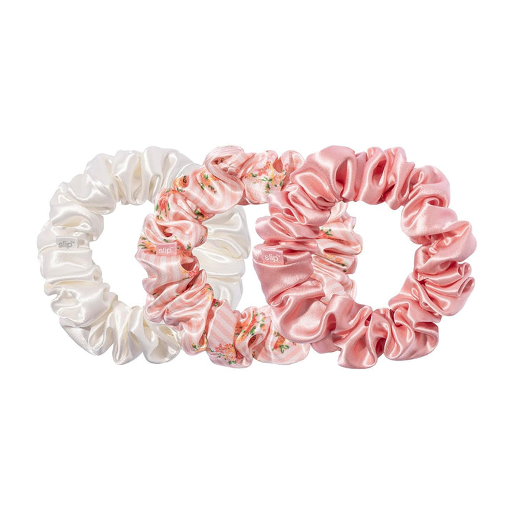 Slip Silk 100% Maulbeerseide Haargummi Set - Schonende Zopfgummis gegen Haarbruch, 3 Scrunchies - Ro