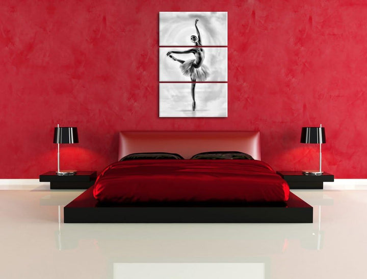 Pixxprint Ästhetische Ballerina als Leinwandbild/Grösse: 3 Teilig (120x80 cm) cm/Wandbild/Kunstdruck