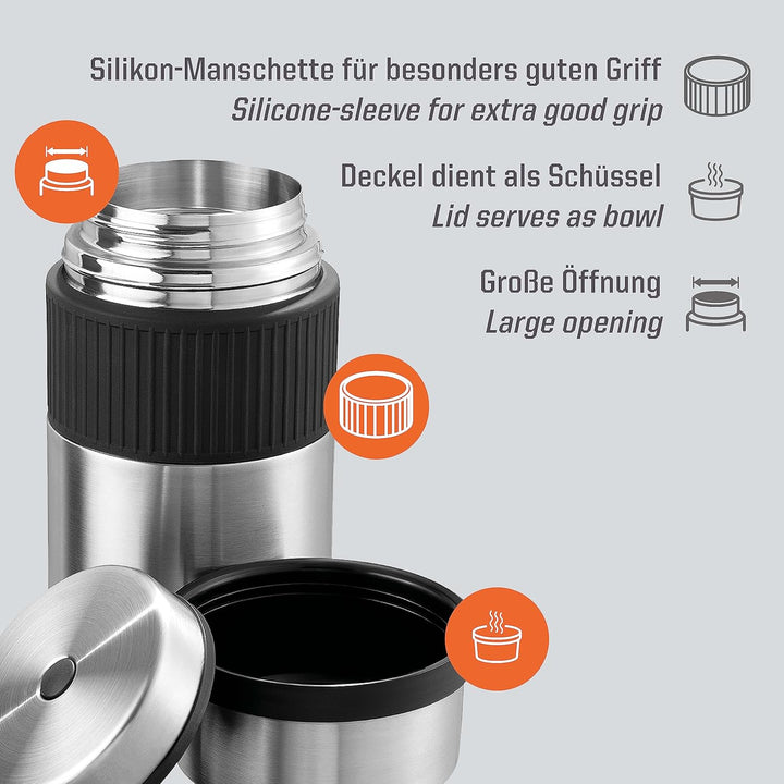 Esbit Thermobehälter Sculptor für Essen - Warmhaltebehälter 1000 ml mit Manschette in Edelstahl - au