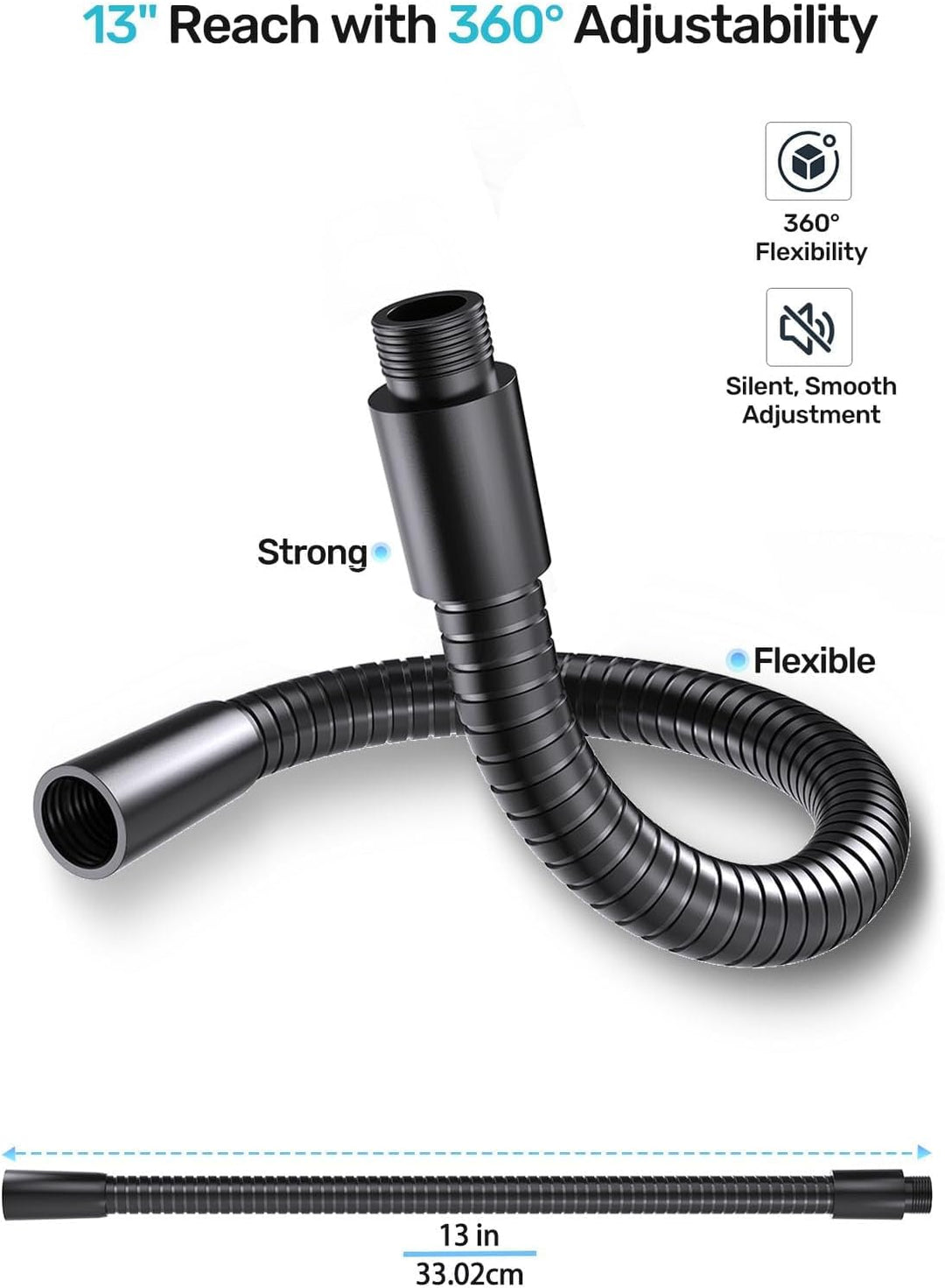 13-Zoll-Mikrofon-Schwanenhals (5/8-27 Gewinde) –Robuster Universal-Mikrofonarm für Mikrofonständer,