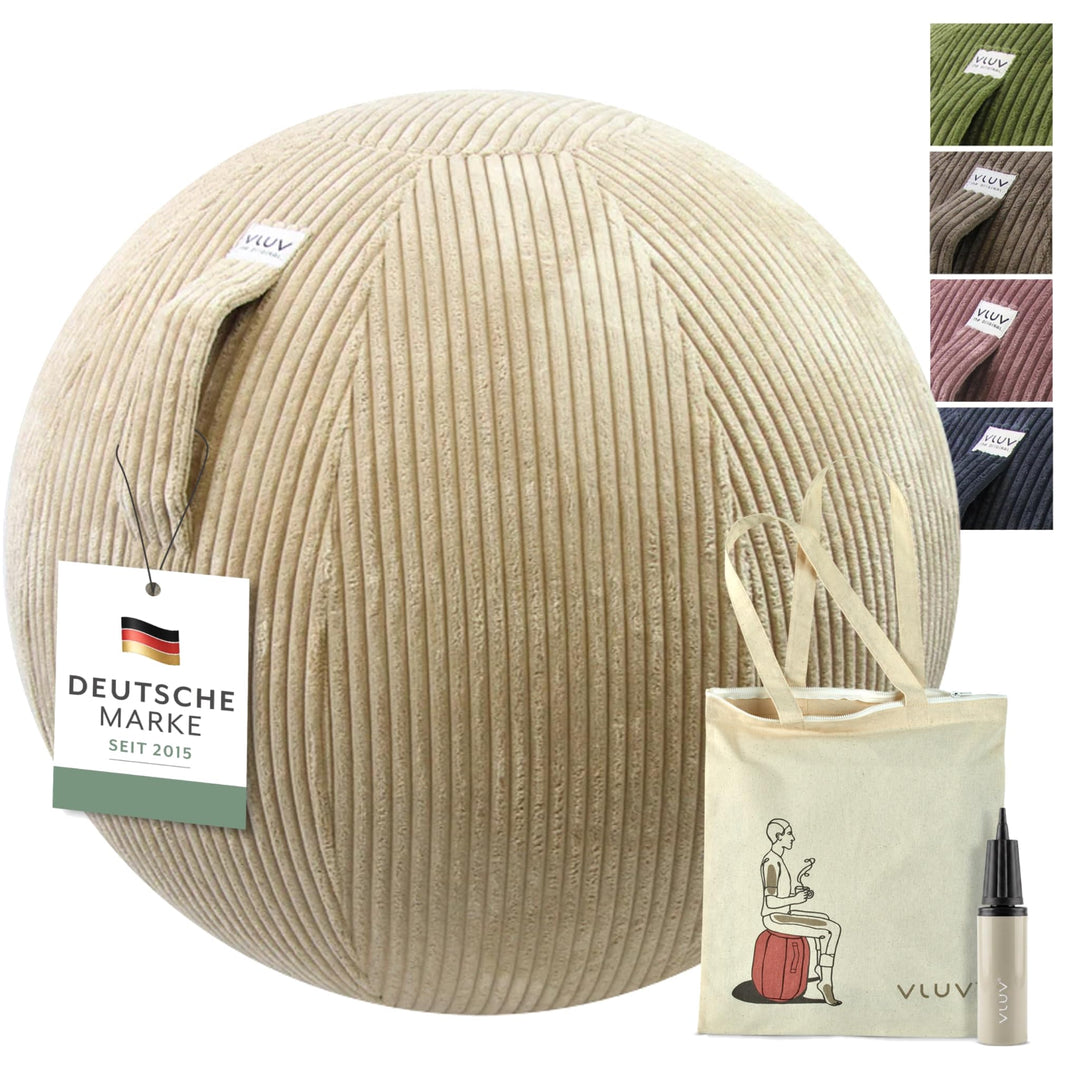 VLUV® BOL VLIP Sitzball Büro Ergonomisch [Atmungsaktiv mit Tragegriff und Wegrollschutz] Waschbarer