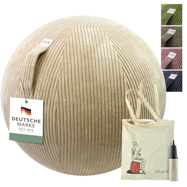 VLUV® BOL VLIP Sitzball Büro Ergonomisch [Atmungsaktiv mit Tragegriff und Wegrollschutz] Waschbarer