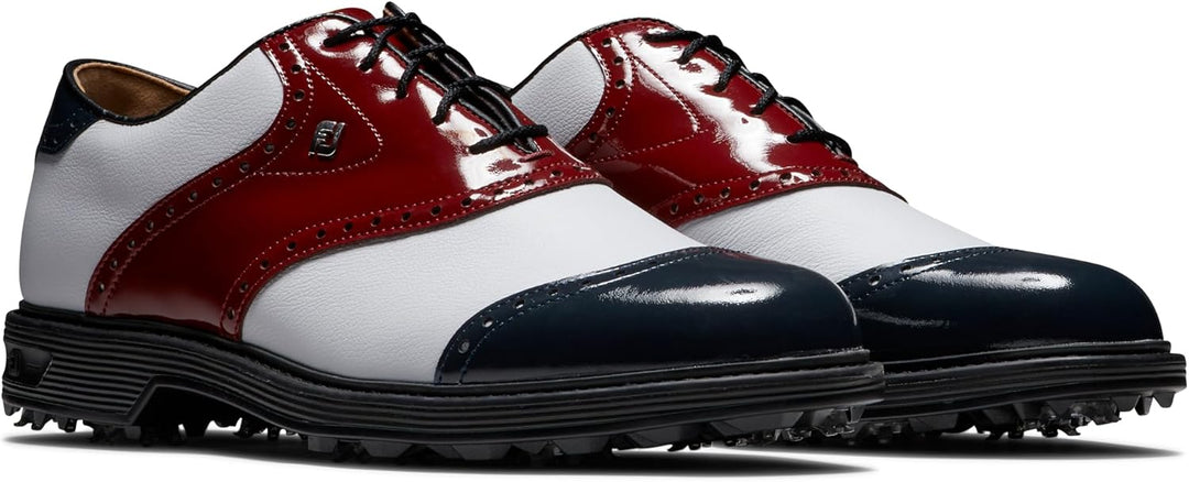 FootJoy Herren Premiere Serie Wilcox Golfschuh 39.5 EU Rot Weiss Blau, 39.5 EU Rot Weiß Blau