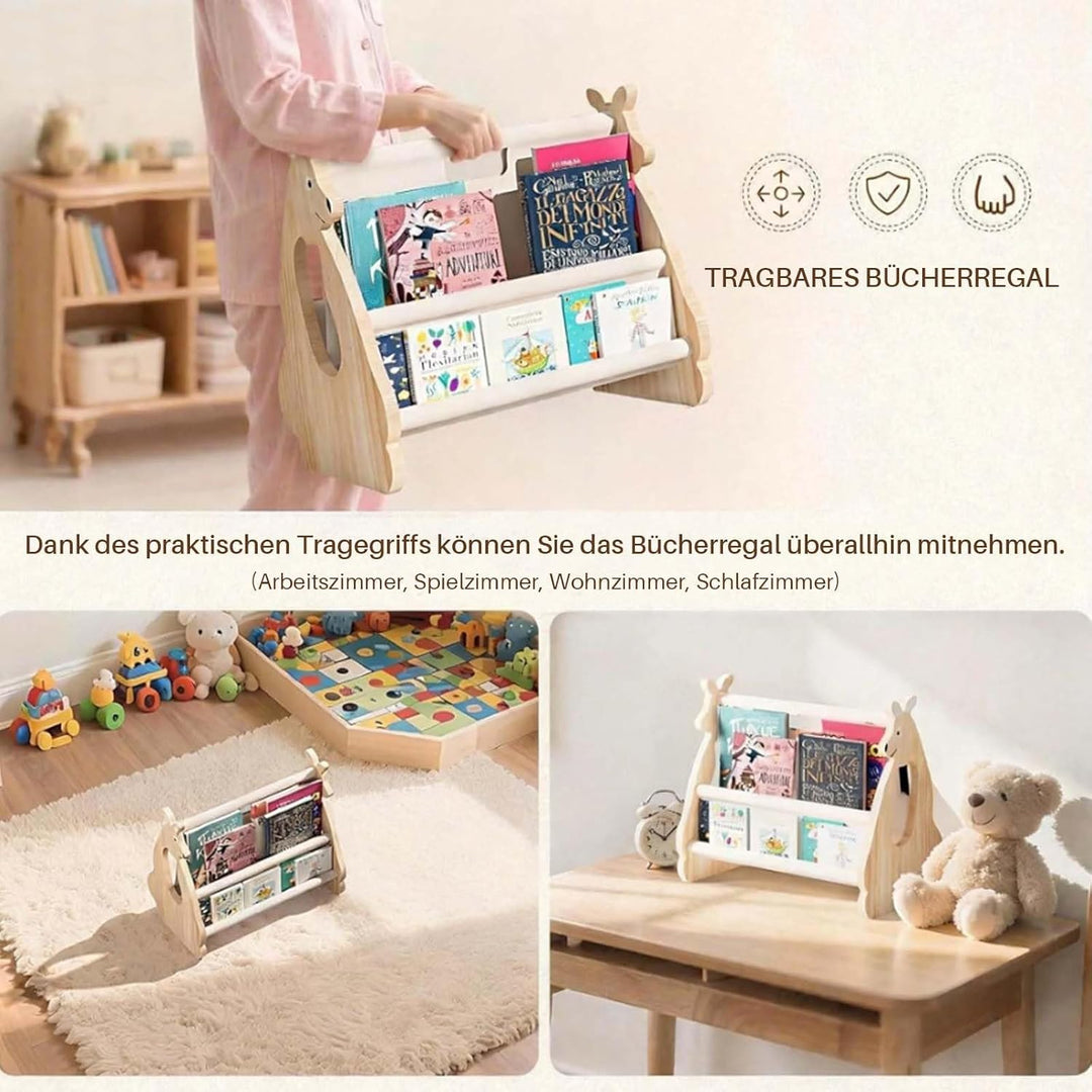Kinder Bücherregal aus Holz,Geräumiges Bücherregal fürs Kinderzimmer Kinderregal für Bücher Spielzeu