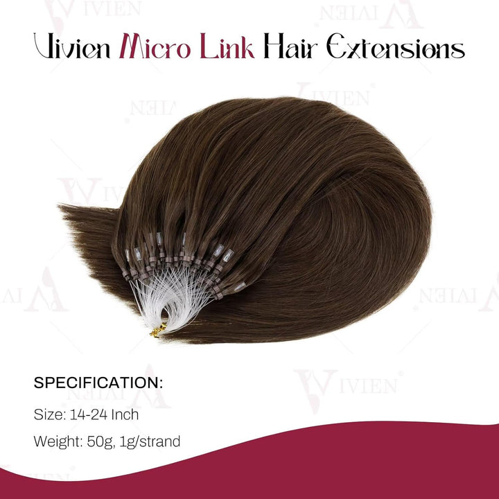 Vivien Invisible Microring Extensions Echthaar Braun 55 cm Echthaar Extensions Micro Loop Remy Braun