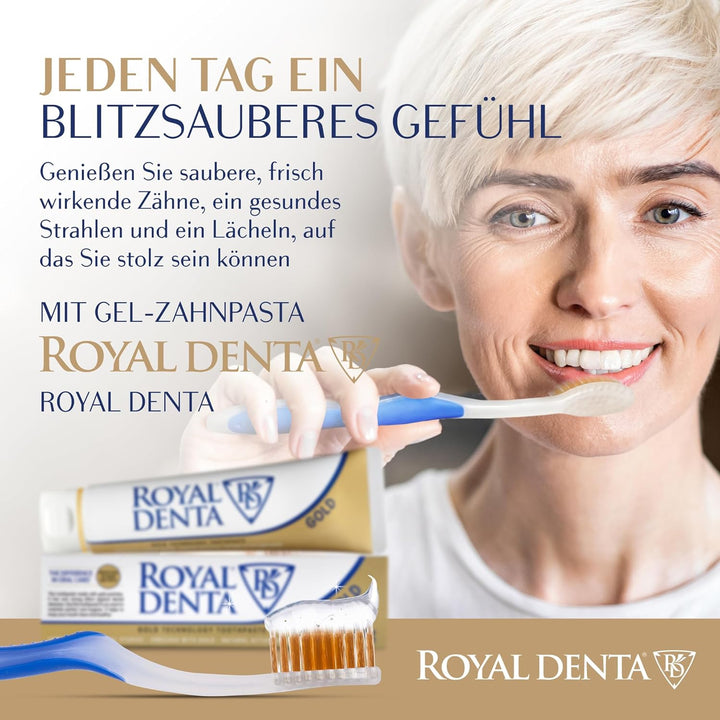 Royal Denta Gold Zahnbürsten mit weichen Borsten 4er-Pack - Doppellänge Borsten für effektive Interd