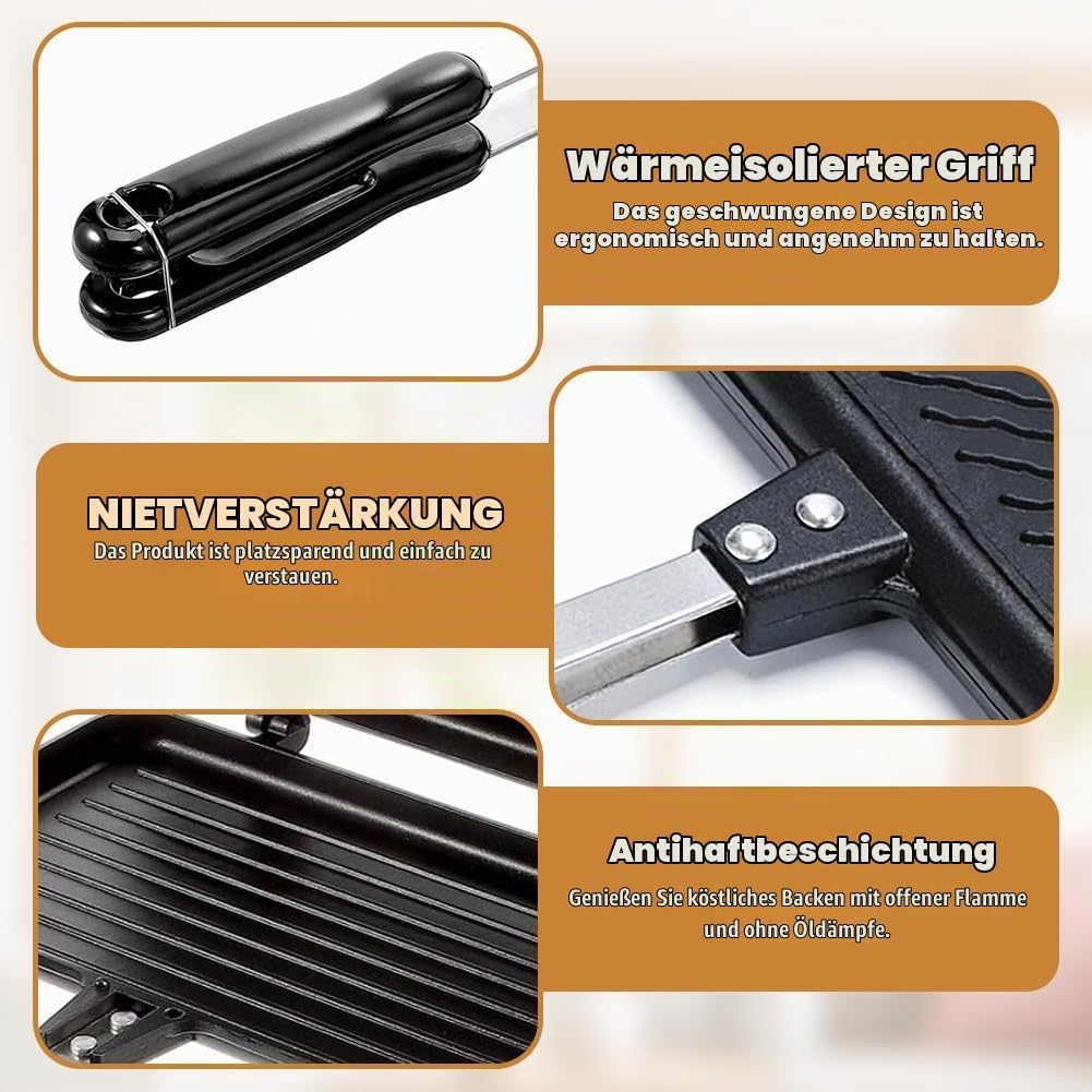 Sandwichmaker, Camping Doppelseitige Bratpfanne, amerikanische Sandwiches, Antihaftbeschichtete Toas
