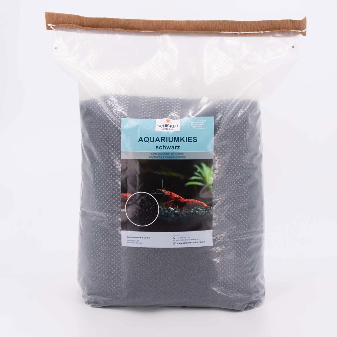 Schicker Mineral Schwarzer Aquariumsand Aquariumkies 2-3 mm, 25 kg Sack, farbecht, Salzwasser und Sü