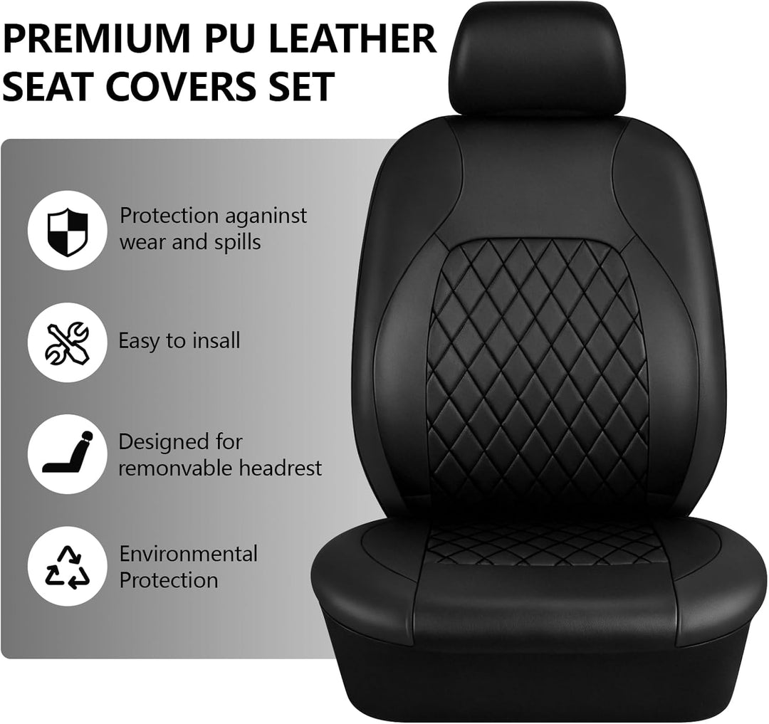 9 Stück Leder Autositzbezüge Sets,Wasserdichtes Sitzbezüge Auto Komplettset,Wasserdicht Vordersitze