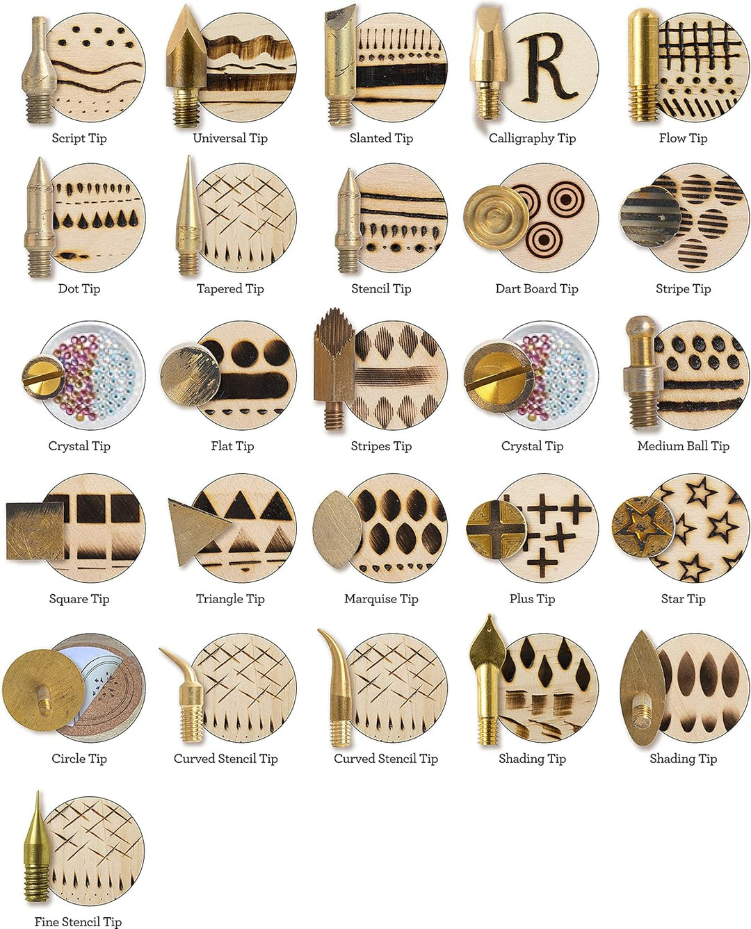 Plaid Wood Burning Tool Tip Set, Set of 26, Gold