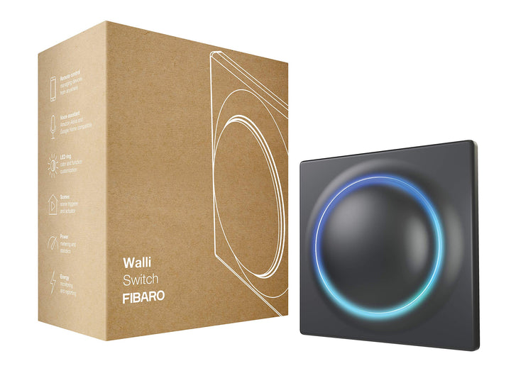 FIBARO Walli Switch / Z-Wave Plus Unterputz Relaisschalter, Drahtloser Ein-Aus-Auslöser,Anthrazit, F