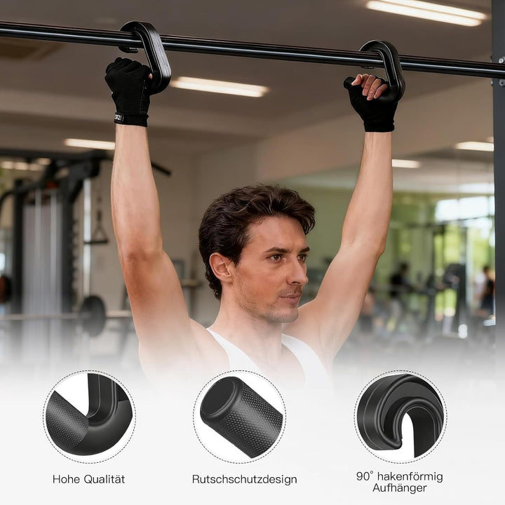 Fitness Griffe für Klimmzugstange, Haken Klimmzug Zubehör mit Anti Rutsch Silikon, Ergonomisches fit