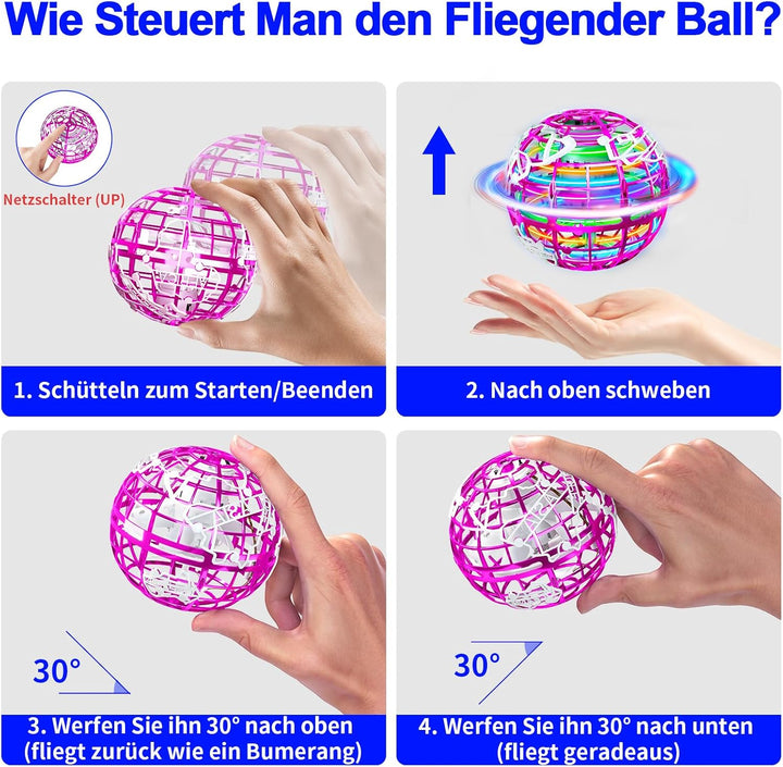 Fliegender Ball, Flying Magic Ball mit RGB Licht Magischer Boomerang Schwebender Hover Spinner Spiel