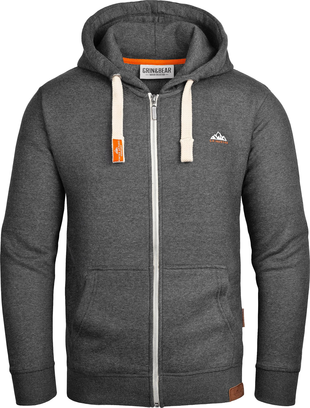 Grin&Bear Hoodie Herren Sweatshirt Pullover GEC022, S Anthrazit