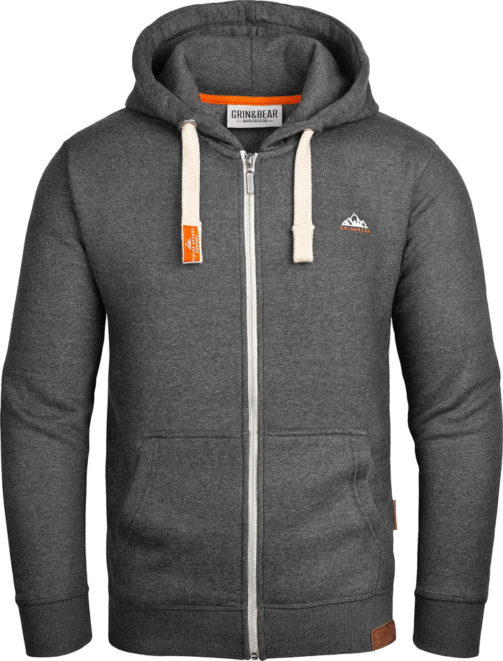 Grin&Bear Hoodie Herren Sweatshirt Pullover GEC022, S Anthrazit