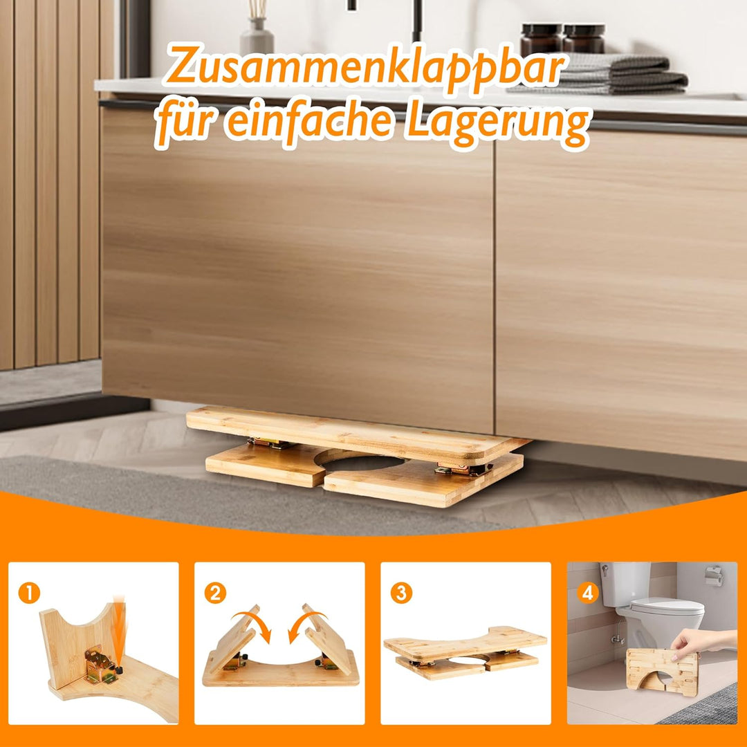 Bambus Toilettenhocker HXREDXD Holz Mobil Toilettenhocker, Klappbar Squatting Toilettenhocker Natürl