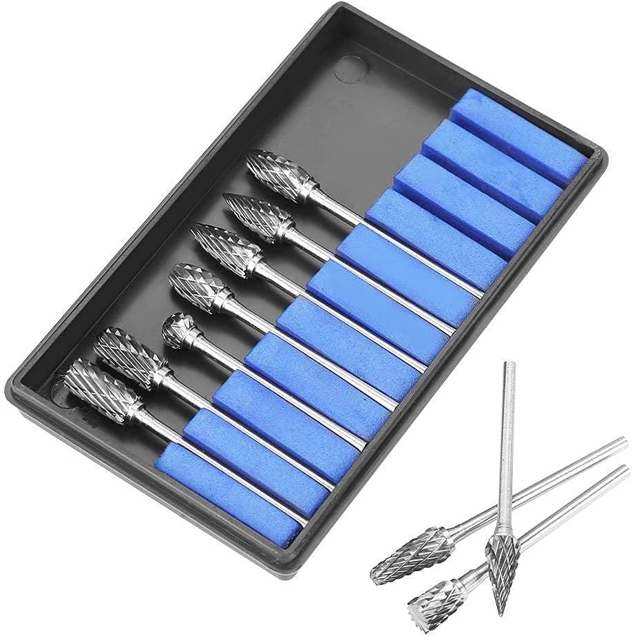 10 Stück Hartmetall Rotations Bits 2,35 mm Schaft Drehfeile Hartmetall Frässtifte Set Werkzeuge für