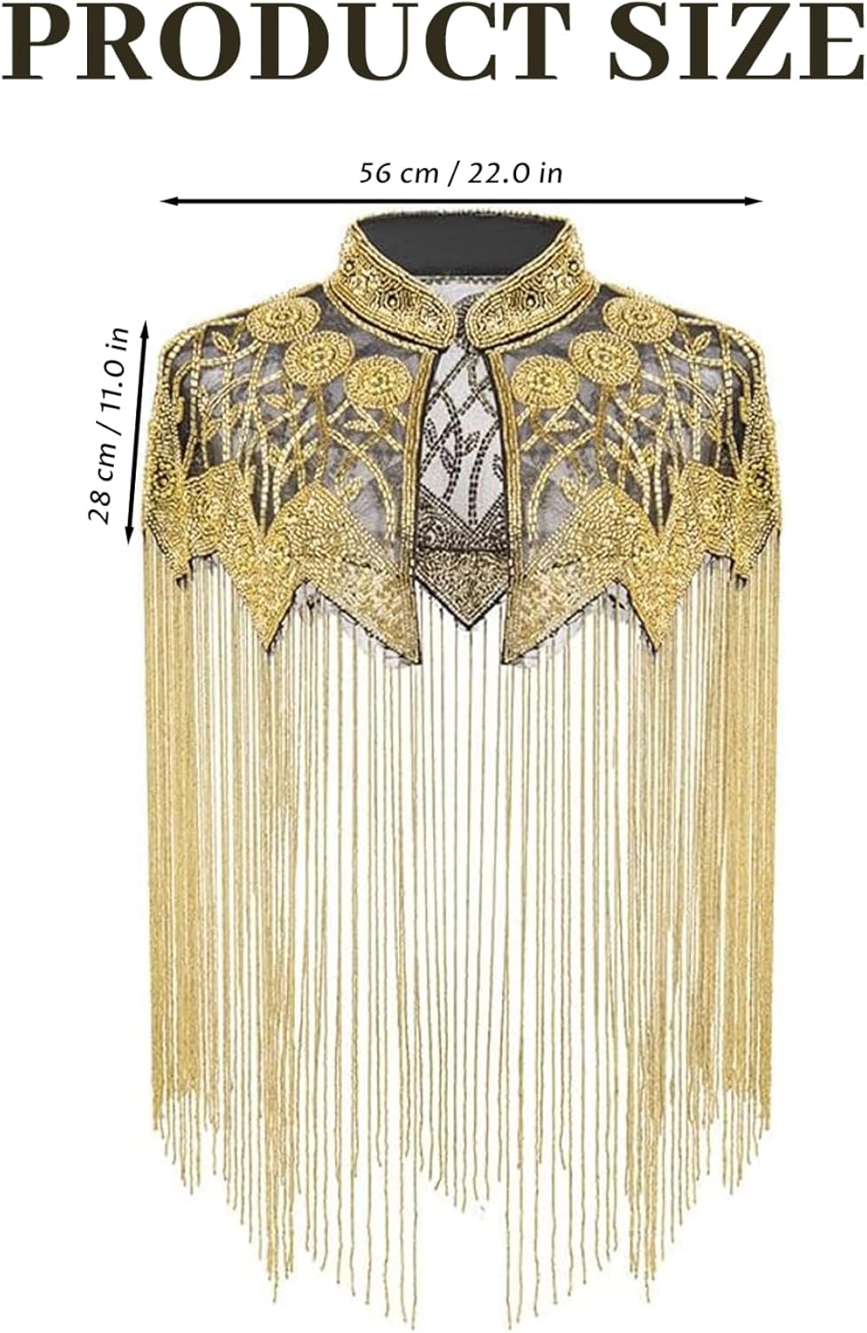 Vintage Fransen-Pailletten-Perlen-Schal aus den 1920er Jahren, Flapper-Wickel-Outfit für Frauen, Hoc