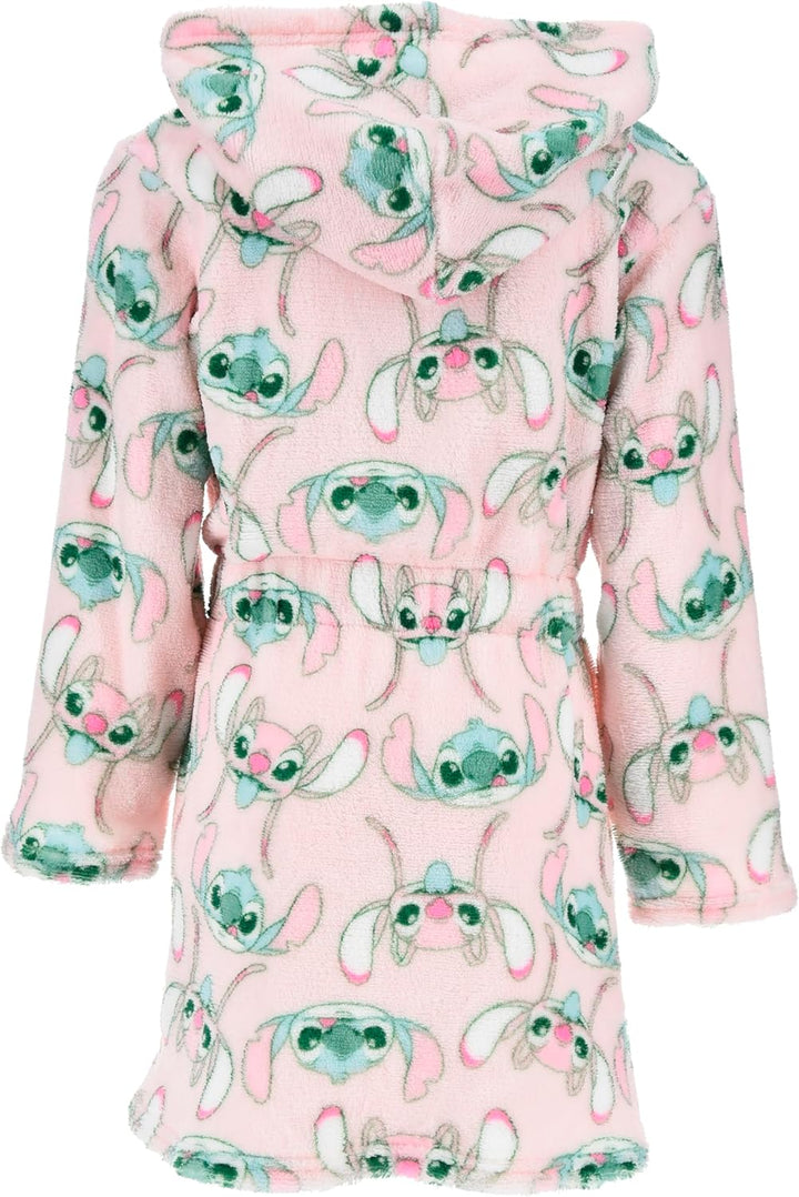 Disney Stitch und Angel Bademantel Mädchen, Hausmantel Loungewear Weicher Fleece Morgenmantel, Gröss