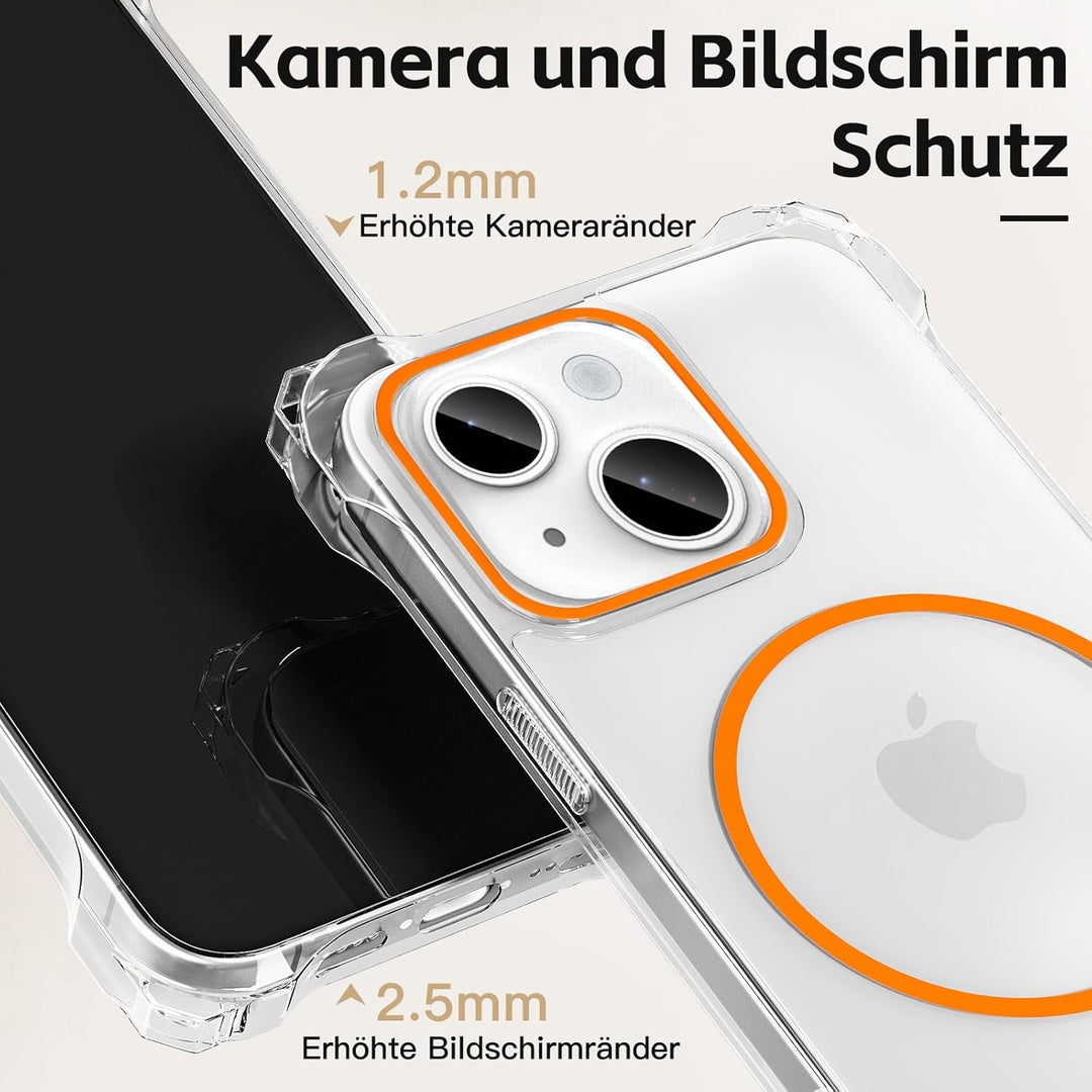 Handyband Abnehmbar für iPhone 13 Hülle mit Band, Orange Langes Band zum Umhängen & Kurzkordel für H