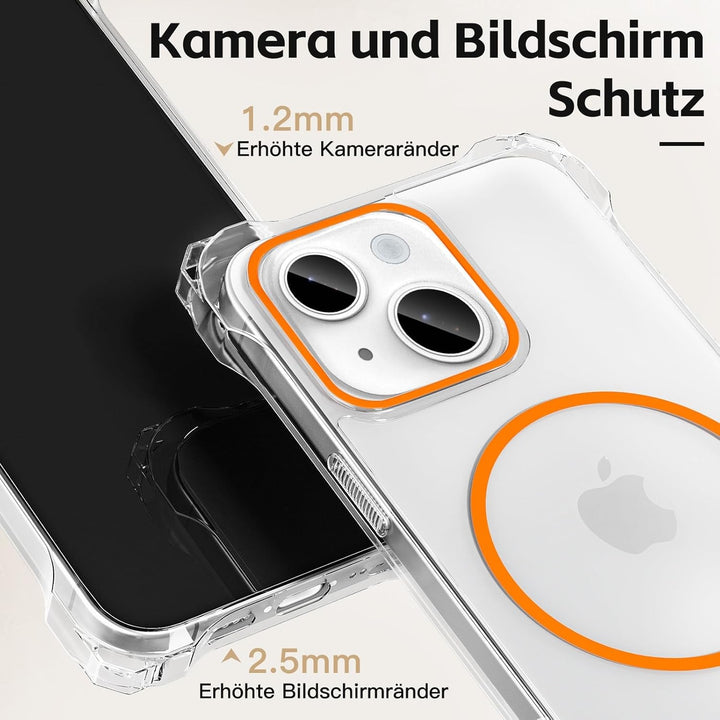Handyband Abnehmbar für iPhone 13 Hülle mit Band, Orange Langes Band zum Umhängen & Kurzkordel für H