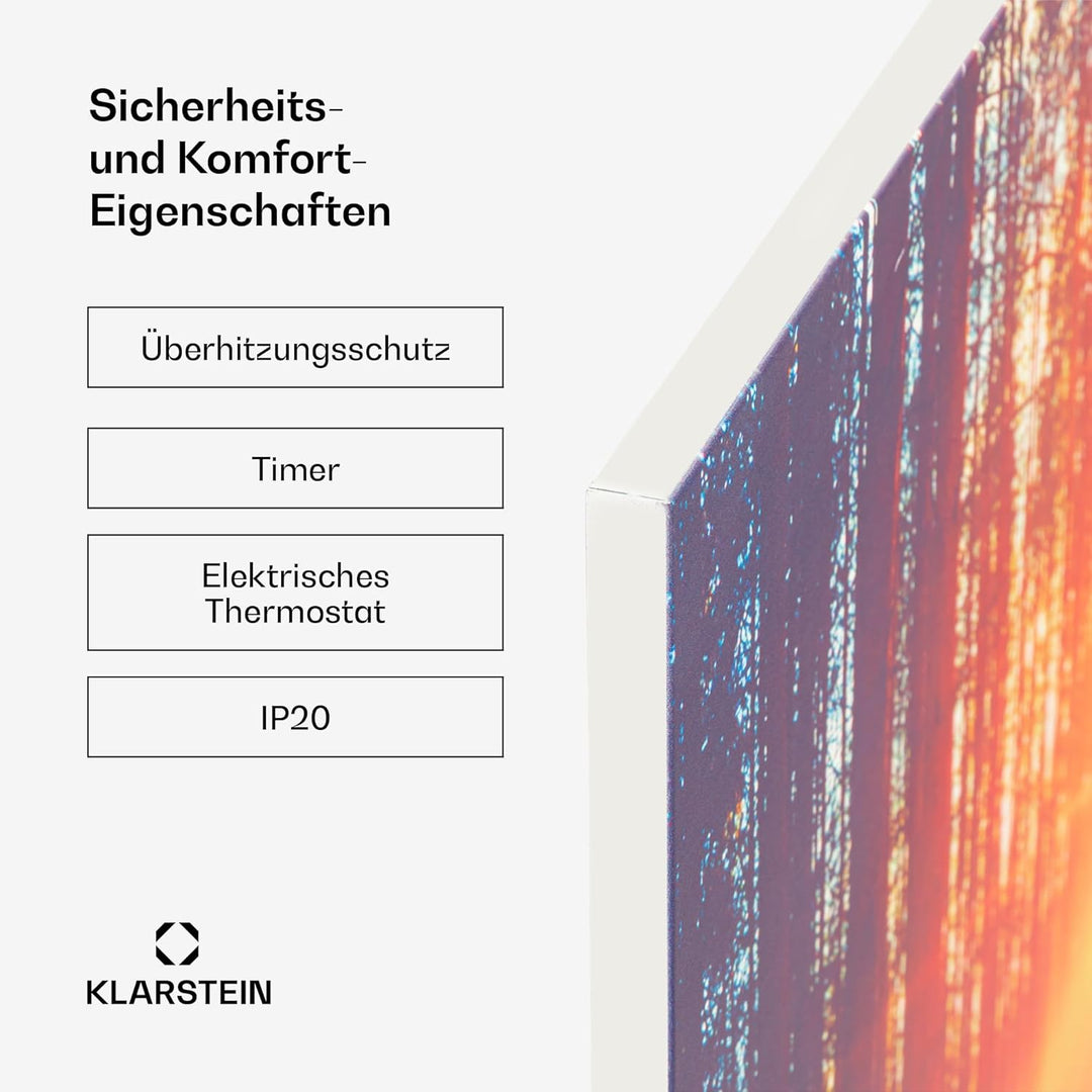 Klarstein Infrarotheizung mit Thermostat, 580W Elektroheizung, Bild-Infrarotheizung zur Wandmontage,