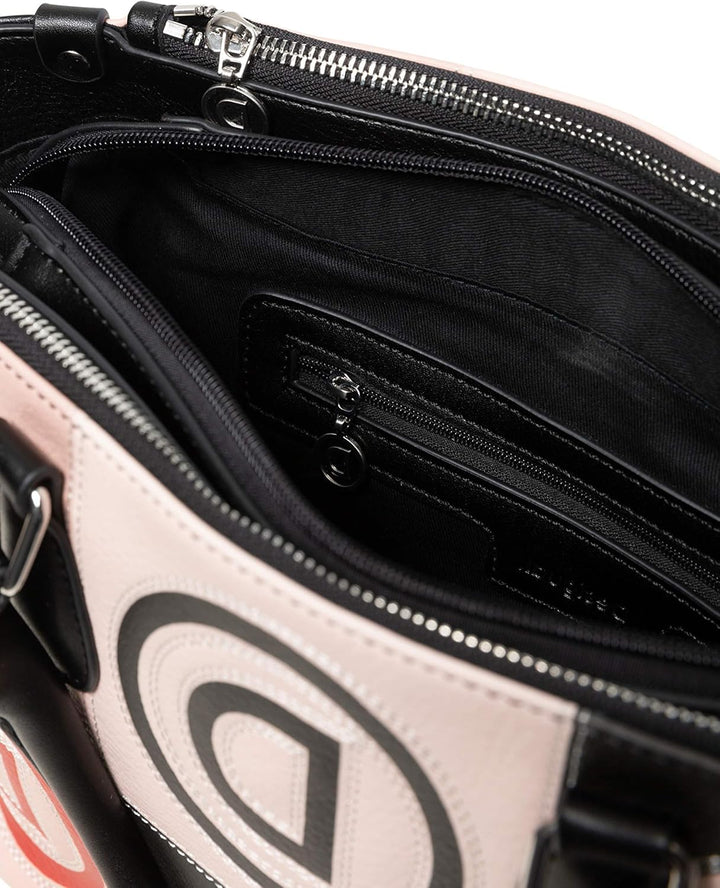 Desigual BORSA A Mano Con LOGHI Donna - Rose Multi 15.3x23.3x33.8 cm (B x H x T) Beige (Beige), 15.3