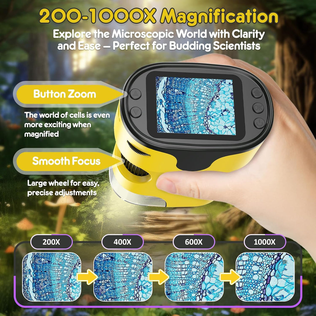 1000X Digitales Handmikroskop mit 2,0" 4K Bildschirm – Wiederaufladbares Komplett-Set inkl. 32GB Spe