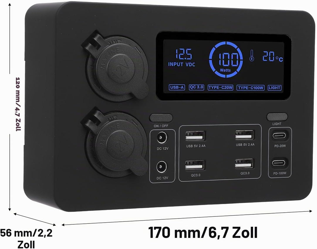 12 V Mini Power Box, 100W LCD -Display USB C QC3.0 Port für 4 Anderson Outlet Multifunktionale Leist