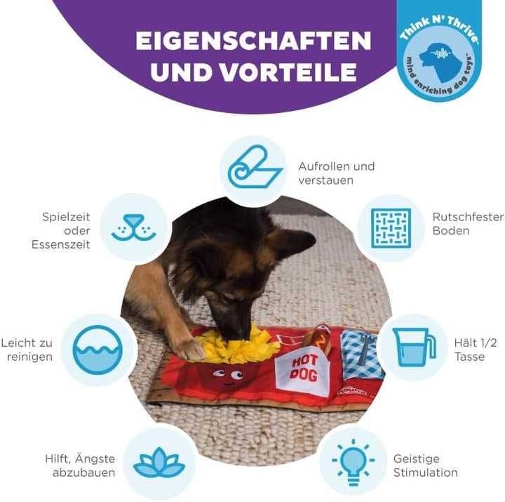 Outward Hound Nina Ottosson Activity Matz Fast Food Fun - Spielmatte für Hunde - plüschig & unterhal