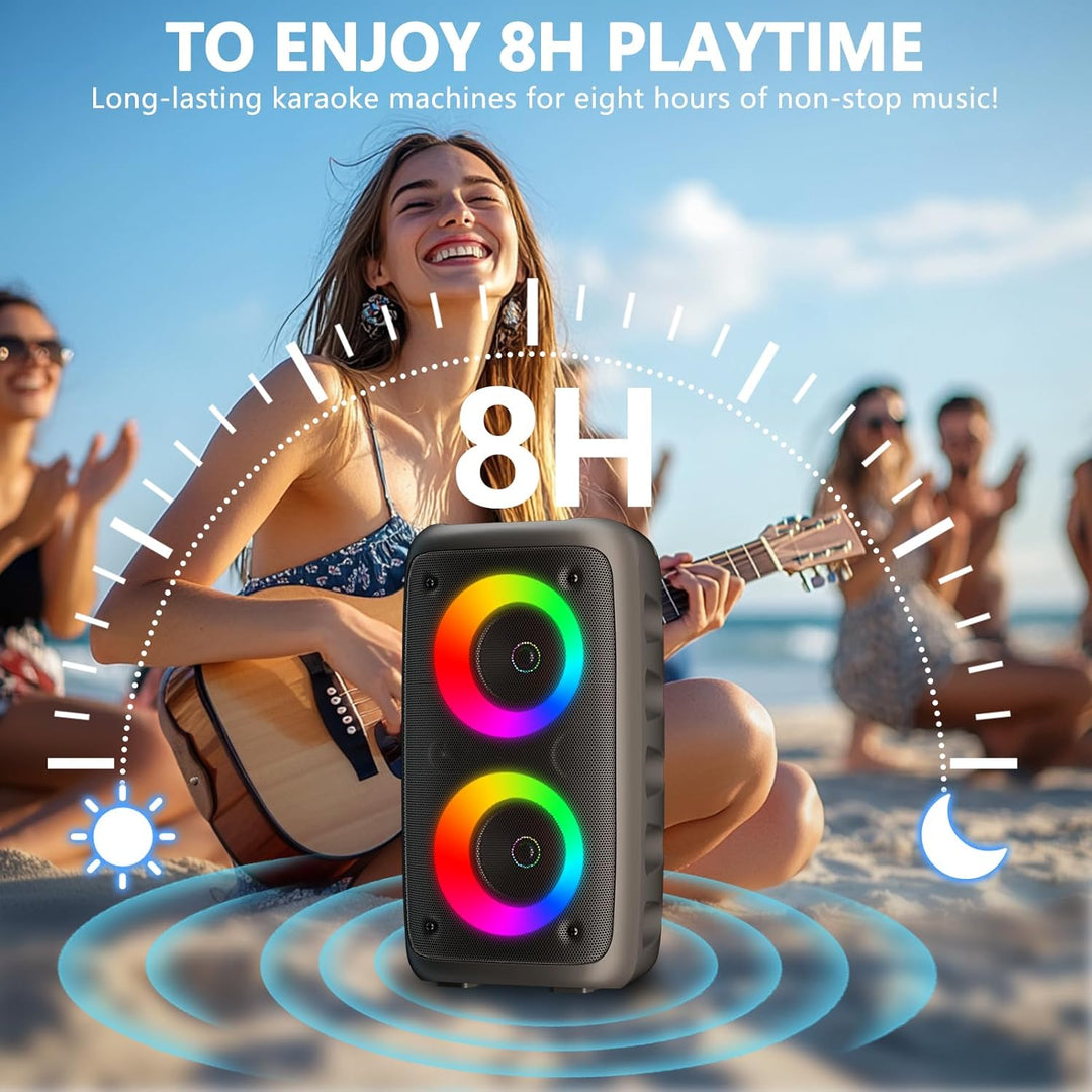 Karaoke Maschine (2025 Neueste Generation) | Karaoke Anlage mit 2 Mikrofone Bluetooth Lautsprecher |