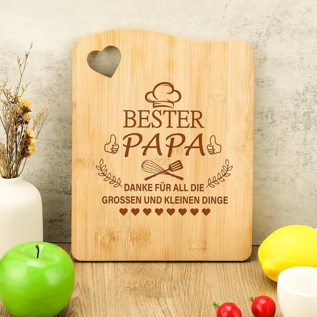 Papa Geschenk, Bambus Schneidebrett Geschenke für Bester Papa zum Geburtstag Weihnachten Ostern, Geb