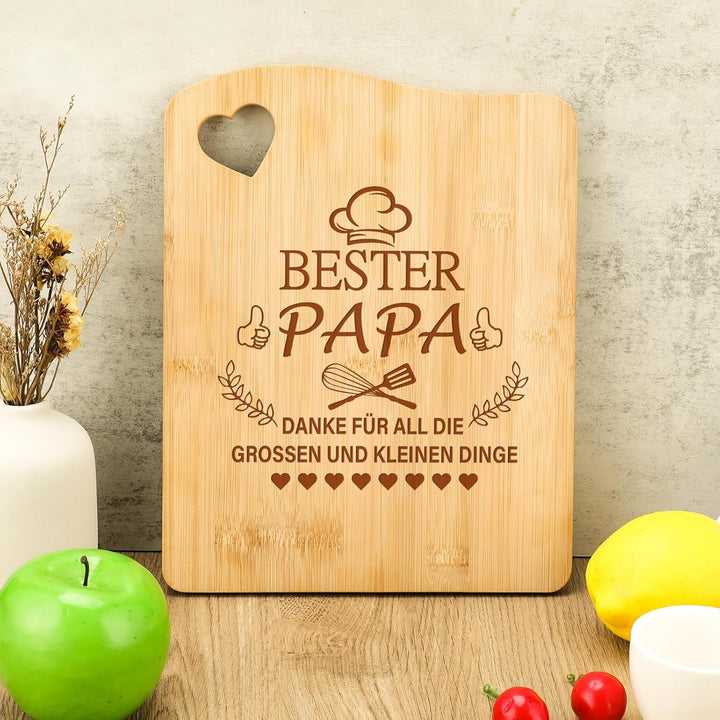 Papa Geschenk, Bambus Schneidebrett Geschenke für Bester Papa zum Geburtstag Weihnachten Ostern, Geb