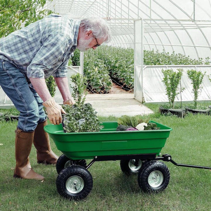 Wiltec Gartenwagen mit Kippfunktion bis 240 kg, Handwagen mit 75 l Volumen, Bollerwagen für Gartenar