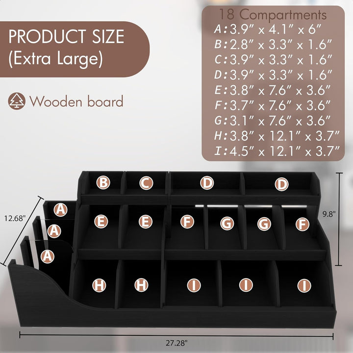 Suli Exact Grosser Organizer für die Kaffeestation, Pod-Halter aus Holz für die Arbeitsplatte mit Sc