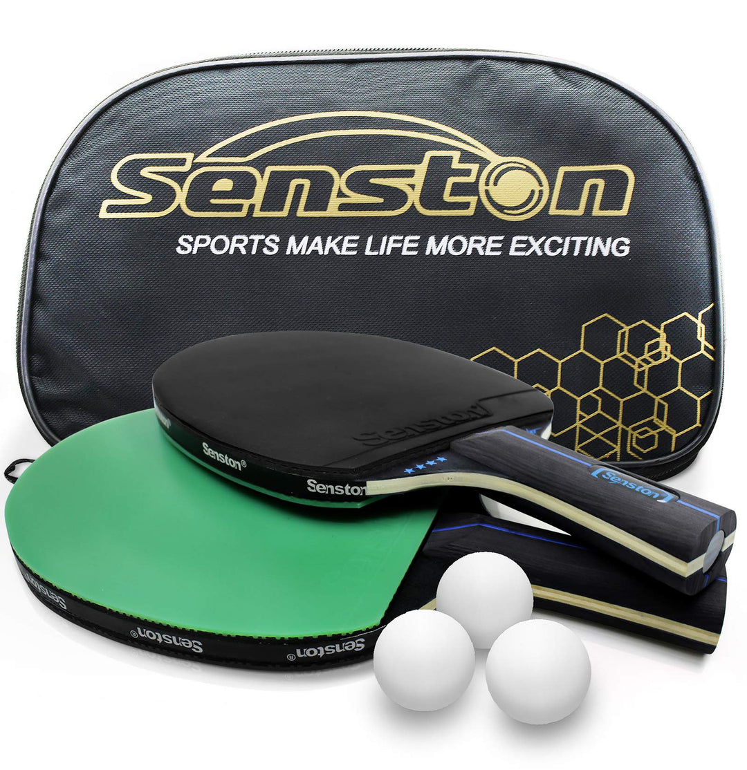 Senston Tischtennis Schläger Set, Profi 2 Tischtennisschläger und 3 Tischtennis-Bälle, Ideal für 2 S