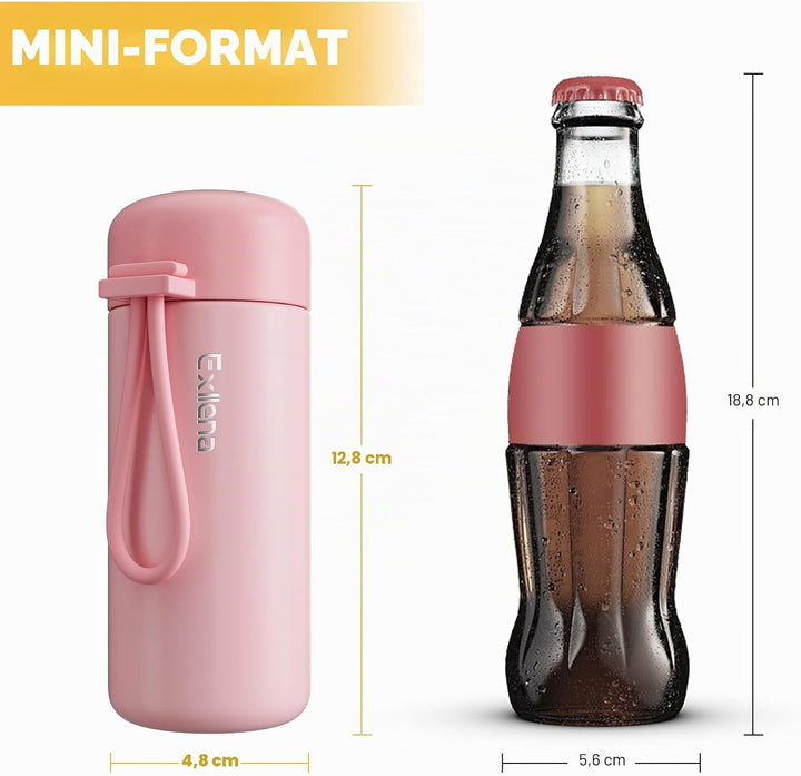 Exllena Mini Trinkflasche 150ml – Mini Thermosflasche Auslaufsicher mit praktischem Tragegriff - Hoc