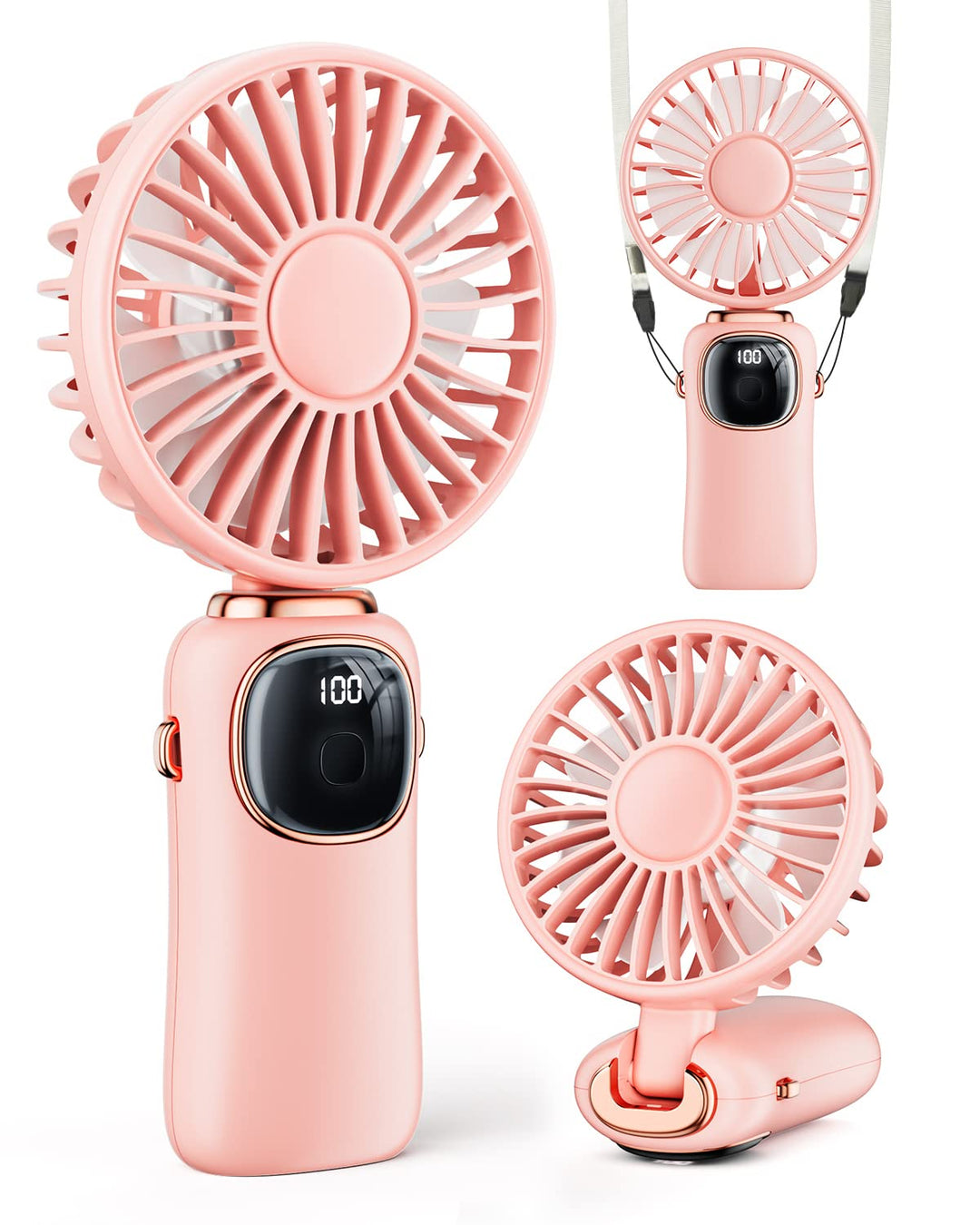 coldSky Tragbarer Handventilator, 4000 mAh, USB-wiederaufladbarer Ventilator mit LED-Display, Handhe