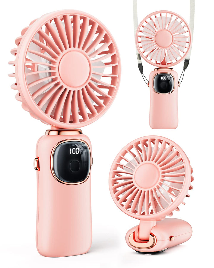coldSky Tragbarer Handventilator, 4000 mAh, USB-wiederaufladbarer Ventilator mit LED-Display, Handhe