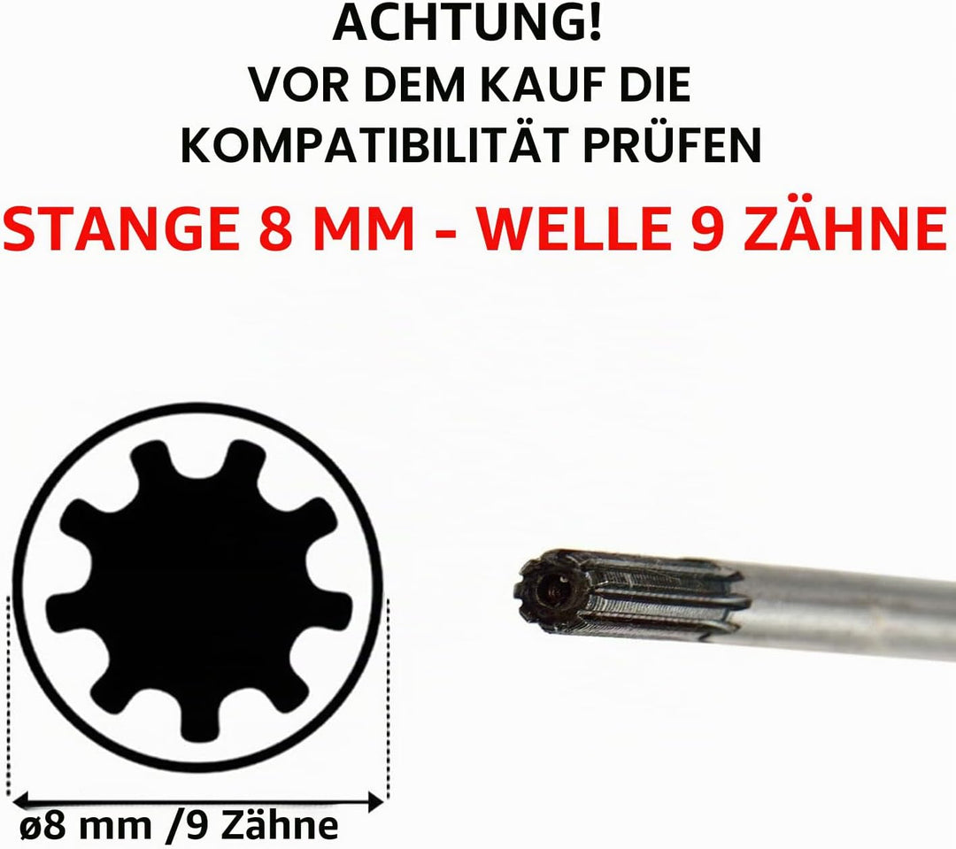 Marpol Innenantriebsstange 9 Zähne Streifen Ø 8 mm 153 cm für Motorsense Rasenmäher Ersatzteil