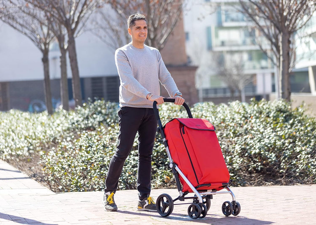 Carlett Einkaufstrolley mit 4 Rädern, faltbar, mit Abnehmbarer 48-L-Tasche, bis 25kg und 10-L-Thermo