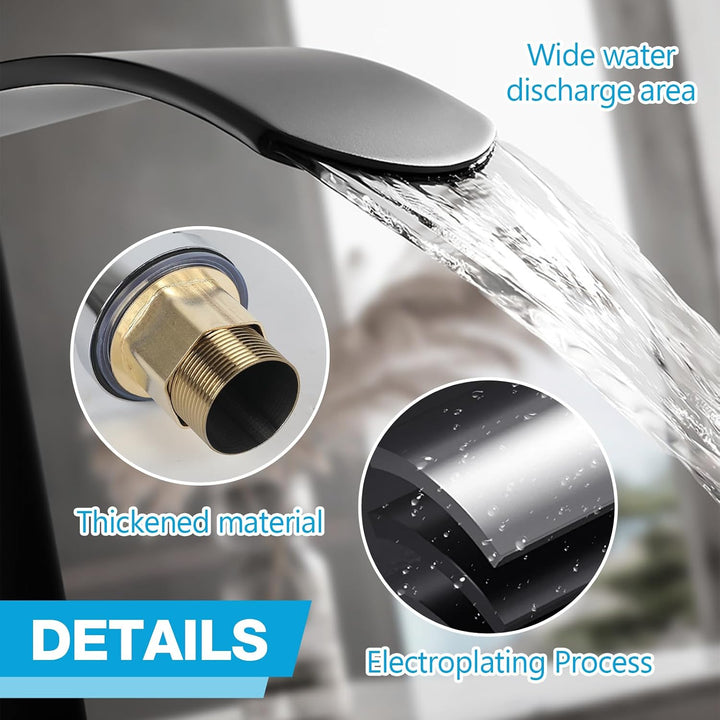 Wasserhahn Bad, Edelstahl Wasserfall Waschtischarmatur Einhandmischer für Kaltes und Warmes Wasser i
