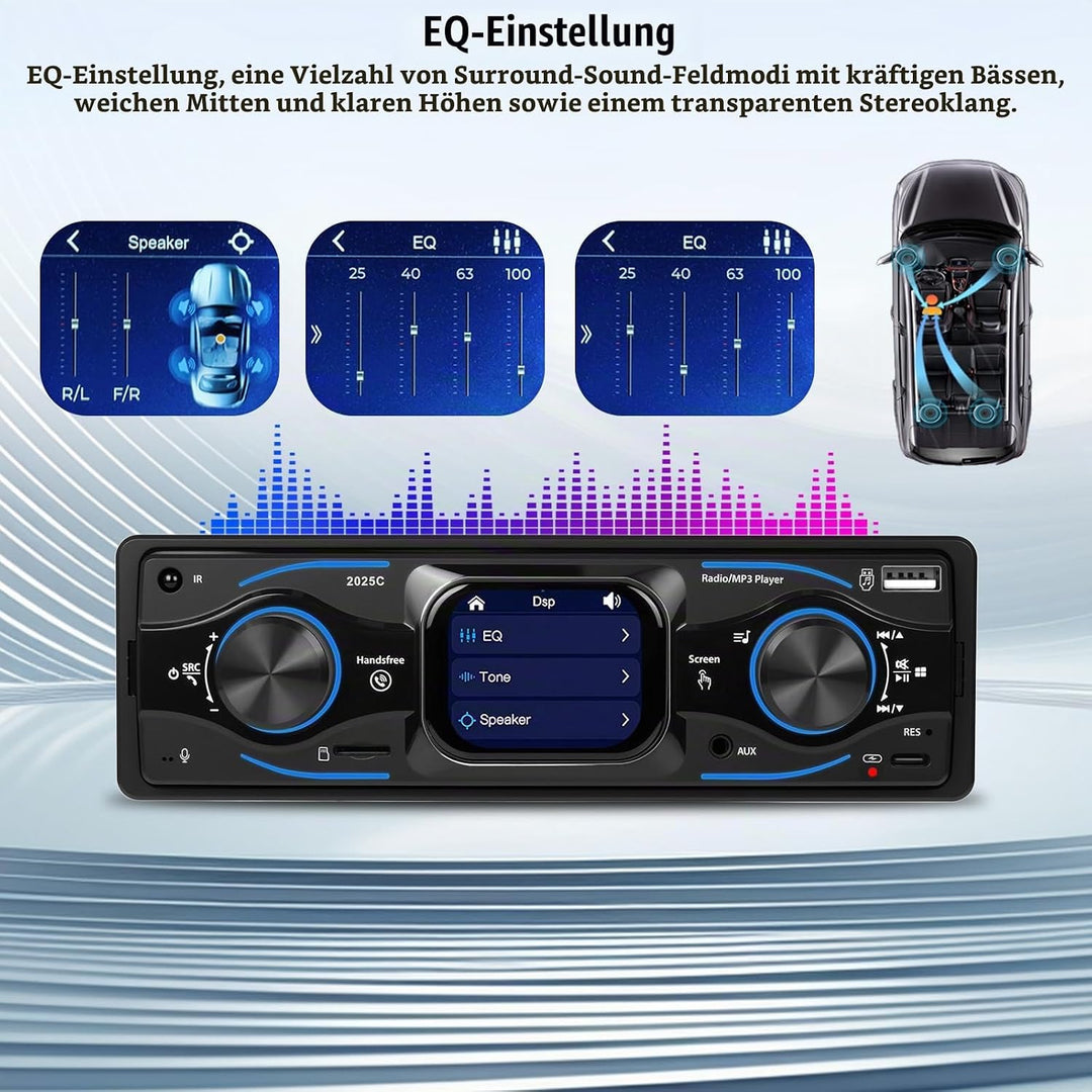 CAMECHO 1 Din 2.17 Zoll Smart Touch HD Bildschirm Auto Autoradio Bluetooth Handsfree Digital Media P