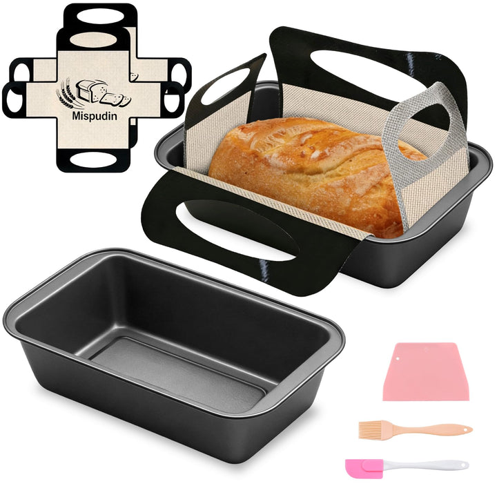 Brotbackform Karbonstahl 2er Set, Antihaft Kastenform Brot 27.5X14.5X6cm mit 2 Backmatte & Backwerkz